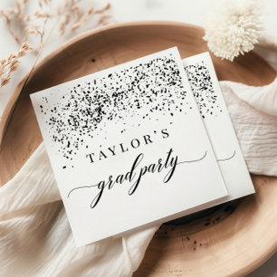 Serviette En Papier Chic Black Confetti Graduation Party