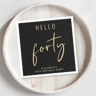 Serviette En Papier Chic Black Gold 40th Birthday Party