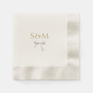 Serviette En Papier Chic blanc   Bienvenue du Mariage de ruban blanc