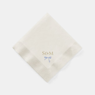 Serviette En Papier Chic blanc   Bienvenue du Mariage de ruban bleu