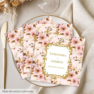 Serviette En Papier Chic Blush Gold Boho Mariage serviettes