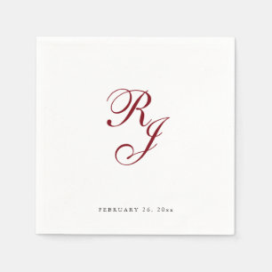 Serviette En Papier Chic Bourgogne Monogram Mariage serviettes