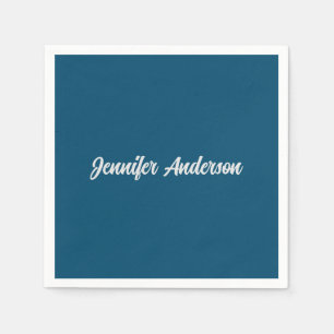 Serviette En Papier Chic Calligraphie Elégant Océan Bleu Personnalisé