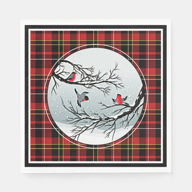 Serviette En Papier Chic Classique Rouge Noir Jaune Blanc Tartan Motif (Devant)