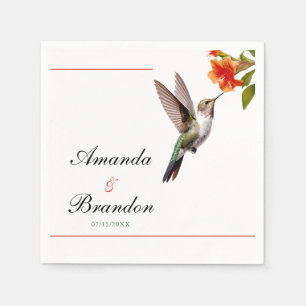 Serviette En Papier Chic colibri et Mariage de fleurs orange