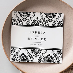 Serviette En Papier Chic Elegant Black White Mariage damassé