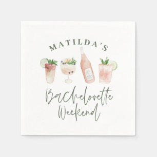 Serviette En Papier Chic élégant moderne aquarelle boissons enterremen