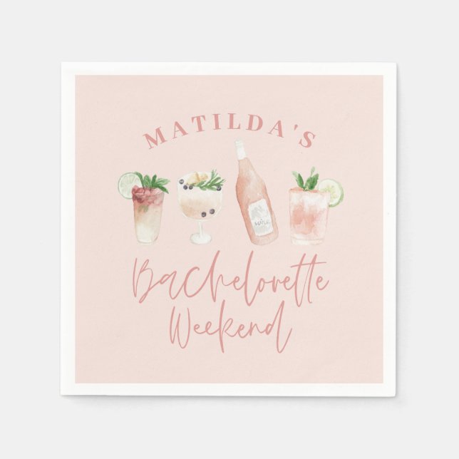 Serviette En Papier Chic élégant moderne aquarelle boissons enterremen (Devant)