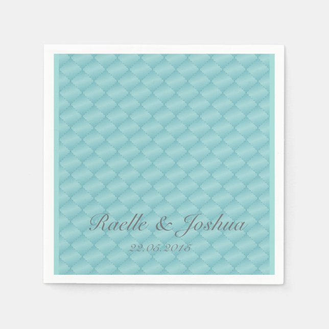 Serviette En Papier Chic élégante couette turquoise argent Mariage ser (Devant)
