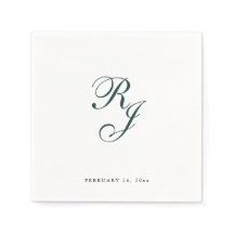 Chic Emerald Green Monogram Mariage serviettes