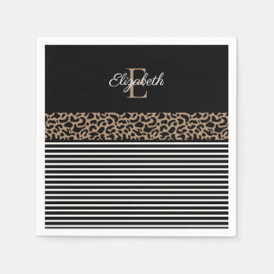 Serviette En Papier Chic Empreinte de léopard Monogramme