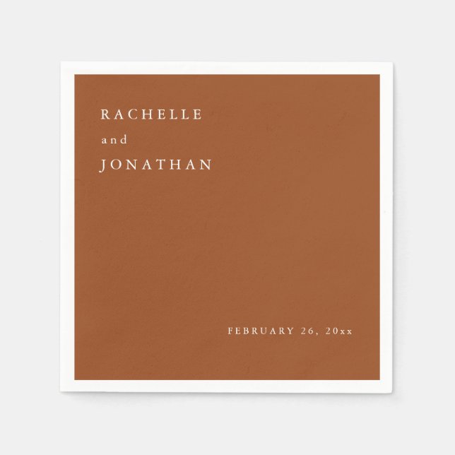 Serviette En Papier Chic en terre cuite blanc Mariage simple serviette (Devant)