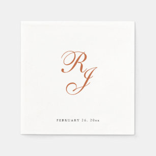 Serviette En Papier Chic en terre cuite Monogram Mariage serviettes