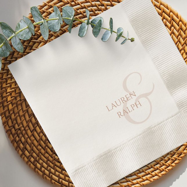 Serviette En Papier Chic et élégant Mariage de script ocre beige (Créateur téléchargé)