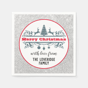 Serviette En Papier Chic & Festive Rouge Joyeux Noël Parties scintilla