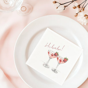 Serviette En Papier Chic Galentine's Day Babe Strawberry Cocktails