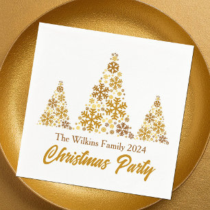 Serviette En Papier Chic Gold Snowflakes fête de Noël personnalisée