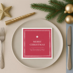 Serviette En Papier Chic Joyeux Noël Élégant Moderne Vacances Simple