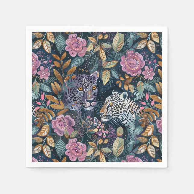 Serviette En Papier Chic Leopard floral (Devant)