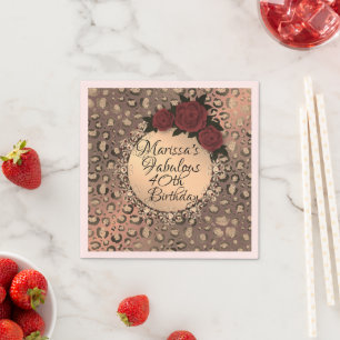 Serviette En Papier Chic Leopard Rose Fabuleux 40e anniversaire