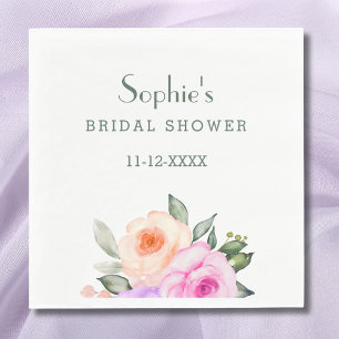 Serviette En Papier Chic Lilac Blush rose brillant Fête des mariées fl