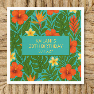 Serviette En Papier Chic Lush Tropical Floral Luau fête d'anniversaire