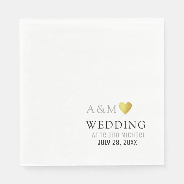 Serviette En Papier chic mariage élégant amour serviettes coeur (Devant)
