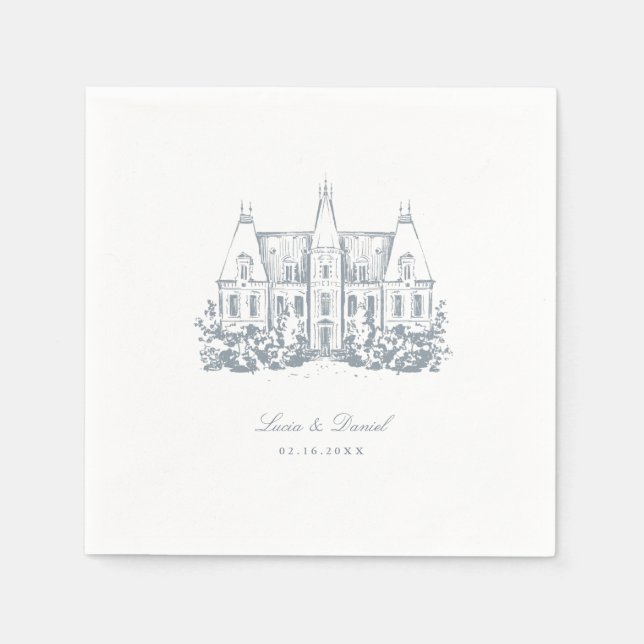 Serviette En Papier Chic Mariage serviettes | Croquis du site du châte (Devant)