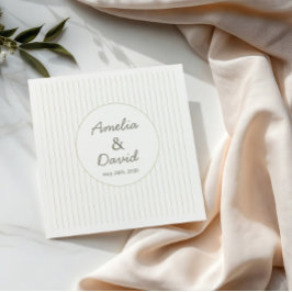 Serviette En Papier Chic Minimalist Stripe Green Wedding 