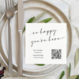 Serviette En Papier Chic Modern WiFi Mot de passe Mariage Sign