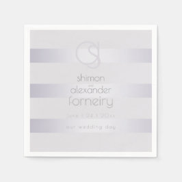 Serviette En Papier Chic Monogramme Violet Argent Stripes Chimie