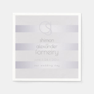 Serviette En Papier Chic Monogramme Violet Argent Stripes Chimie