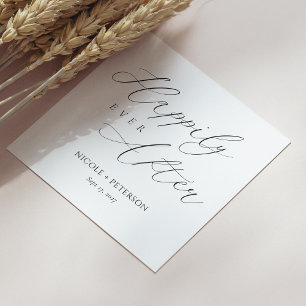 Serviette En Papier Chic noir et blanc heureux après le Mariage