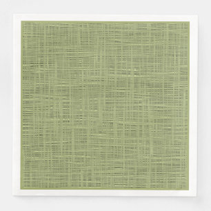 Serviette En Papier Chic Olive Green Faux Jute Weave Fabric Motif