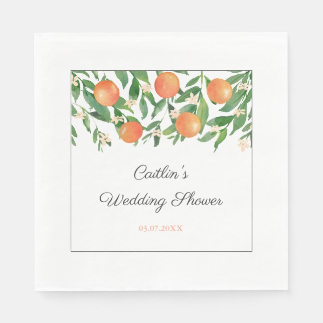 Serviette En Papier Chic Orange Charcoal Black Wedding shower Party (Devant)