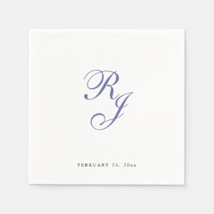 Serviette En Papier Chic Périwinkle Monogram Mariage serviettes