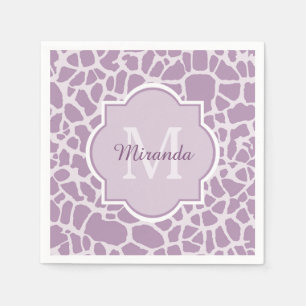 Serviette En Papier Chic Purple Giraffe Imprimer avec Monogramme et no
