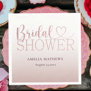 Serviette En Papier Chic Rose Gold Pailleté Lavage de Mariée