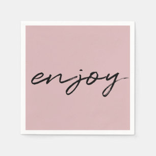Serviette En Papier Chic rose noir minimaliste Script "profiter"