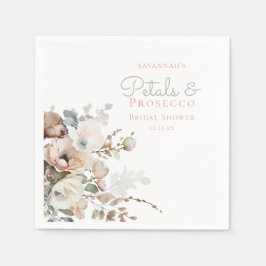 Serviette En Papier Chic Teal Fleurs et Prosecco Fleuriste Enterrement