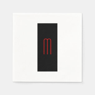 Serviette En Papier Chic Unique Monogramme Noir Blanc Plaine Simple