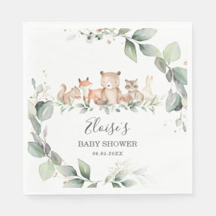 Serviette En Papier Chic verdure Bois Animaux Baby shower Neutre