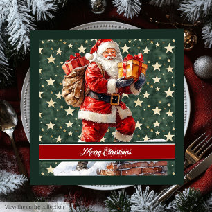 Serviette En Papier Chic Vintage Aquarelle Santa Claus Napkins