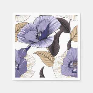 Serviette En Papier Chic violet violet pavot tan feuille vaisselle 