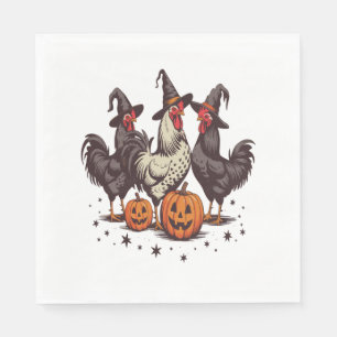Serviette En Papier Chicken sorcière Citrouille d'Halloween automne