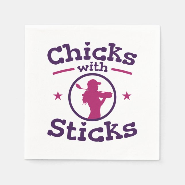Serviette En Papier Chicks avec bâtons Golf Golfing Femmes (Devant)