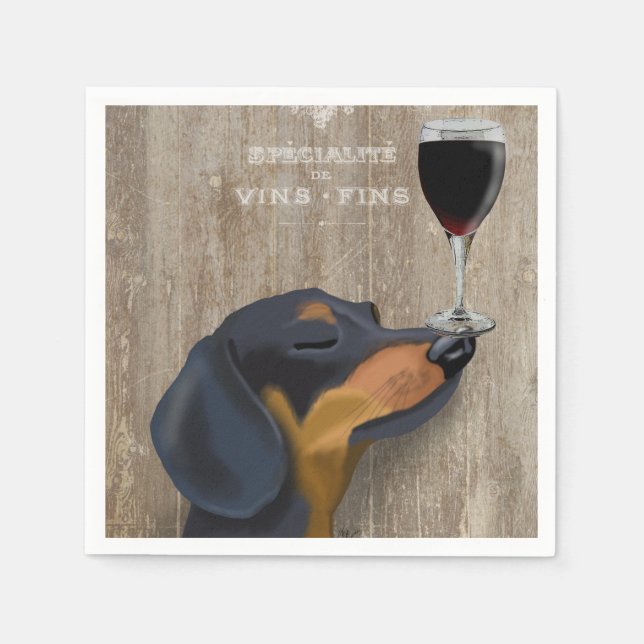 Serviette En Papier Chien Au Vin Dachshund (Devant)
