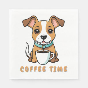 Serviette En Papier chien avec une tasse de café