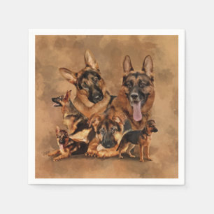 Serviette En Papier Chien berger allemand - chiot, jeune, adulte