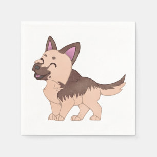 Serviette En Papier Chien berger allemand de Kawaii